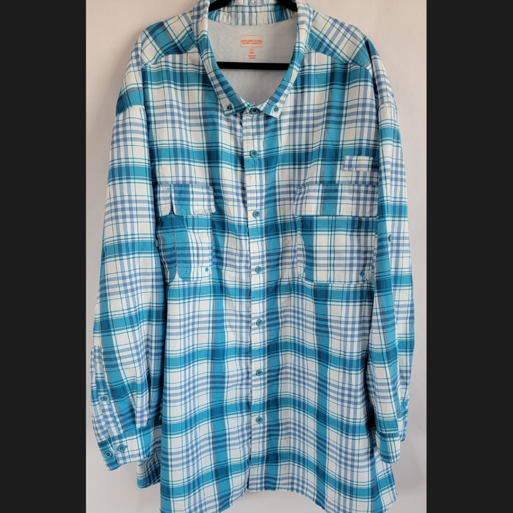 Boulder Creek Trading company breathable plaid blue 7XL Big button down shirt